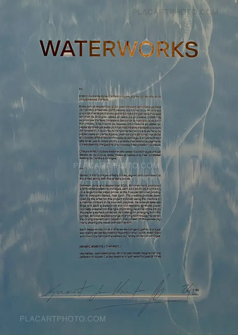 Jean-Vincent Simonet – WATERWORKS (EDT OF 30 SIGNED)