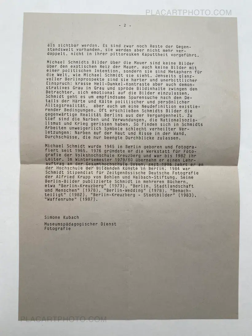 Michael Schmidt – Waffenruhe (with an extra 2 pages sheet)