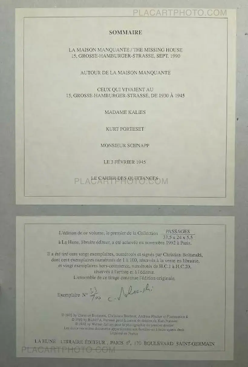 Christian Boltanski – La maison manquante (Numbered and signed, edt of 100 + 20 AP)